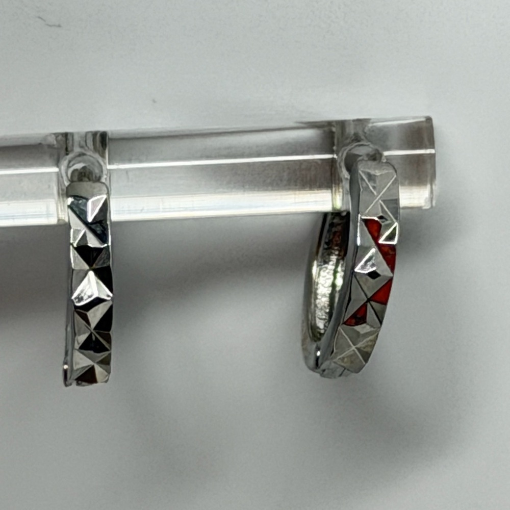 925 Sterling Silver Small Hoop Earrings with Diamond style designs